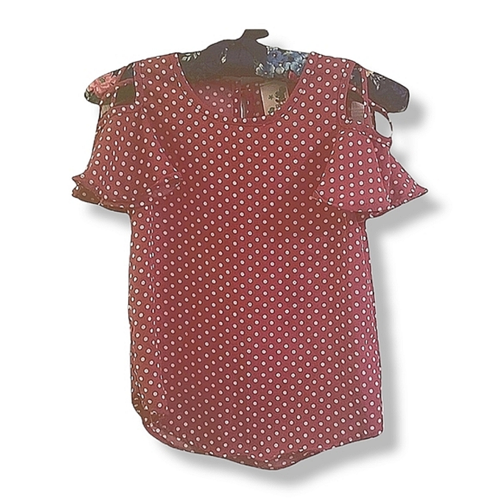 NWOT Lily Bleu Dusty Rose Cold Shoulder Blouse Sz 7/8